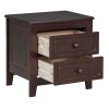 2-Drawer Classic Design Nightstand with Dark Walnut Finish