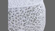 T3502-32 White Round Coffee Table with Aluminum Casted Mesh Frame Design