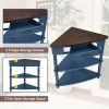 33.8” Small Triangle Corner Table with 3 Tiers, 2 Open Bottom Shelves and 1 Top Drawer
