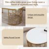 47.2" Modern Oval Coffee Table with Cut-Out Pattern Gold Metal Stainless Steel Frame and Smooth White Tabletop