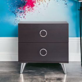 Elms Espresso Finish Accent Table with 2 Drawers