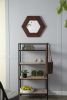18.5" Hexagon Mirror with Dark Brown Teak Wood Frame