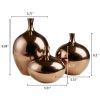 Set of 3, Handcrafted Mirrored Ceramic Decorative Vases with Metallic Bronze Finish in Three Sizes and Shapes