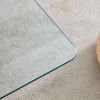 Modern Style Clear Glass Top MDF Coffee Table with Natural Wood Color Base