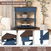 33.8” Small Triangle Corner Table with 3 Tiers, 2 Open Bottom Shelves and 1 Top Drawer