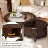 Modern Nesting Coffee Table Set with Tempered Glass and Solid Wood Frame