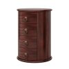 Mid-Century End Side Table with 4 Drawers, Bronze Antique Handles and Round Cylinder Shape