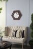 18.5" Hexagon Mirror with Dark Brown Teak Wood Frame
