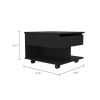 Black Wengue Lift Top Coffee Table with 1 Drawer, Open Bottom Shelf and Caster Wheels
