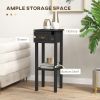 2-Tier Side End Tables, Set of 2 with Top Drawer and Open Bottom Shelf