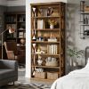 6 Tier Bookshelf Display Rack with Enclosed Back, Protective Design Sides and Top Surface For Extra Storage & Display