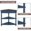 33.8” Small Triangle Corner Table with 3 Tiers, 2 Open Bottom Shelves and 1 Top Drawer
