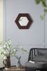 18.5" Hexagon Mirror with Dark Brown Teak Wood Frame