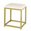 White & Gold Vanity Set with 9 LED Bulbs, Makeup Table, Cushioned Stool, 3 Storage Shelves and 4 Spacious Drawers