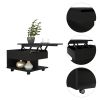 Black Wengue Lift Top Coffee Table with 1 Drawer, Open Bottom Shelf and Caster Wheels