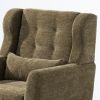 Chenille Upholstered Modern Accent Chair with Matching Waist Pillow and Wood Legs with Foot Pads