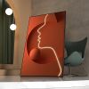 Modern Abstract People Wall Art Decor with Radiant Orange Tones, Vertical Rectangular Shape and Lightweight Alloy Frame