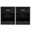 2 Piece Black Night Stand with Top Drawer and Open Bottom Shelf