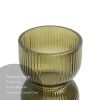 Green Translucent Handcrafted Tabletop Glass Vase with Fluted Ribbed Design