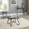 Rustic Black Antique Style Console Table with Curved Metal Frame/Legs and Tempered Glass Surface