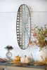 37.4” Vintage Snowshoe Shape Metal Wall Art with Distressed Grid Pattern Design