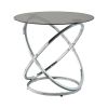 Marion Collection 3-Piece Table Set with Circular Intertwined Silver Metal Base and Black Tempered Glass Tops