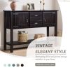 48'' Solid Wood Sideboard Console Table with 2 Drawers and 2 Cabinets and Open Bottom Shelf