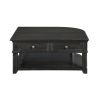 Charcoal Lift Top Coffee Table with Hidden Storage, Dovetail Drawer and Open Shelves