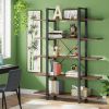 5 Tier H Shape Bookshelf Storage Display Rack with Open Shelves, Adjustable Foot Pads and X Shape Back Support Bar