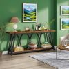 Extra Long Console Table, Industrial Sofa Table Behind Couch with 2 Tier Storage Shelf