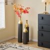 Set of 3, Tall Black and Gold Metal Vase Set in Three Different Sizes