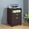 Espresso Home Office Desk with Detached File Cabinet, Locking Wheels and 2 Drawers