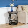 2 Tier Round End Side Table with Open Bottom Shelf Rack