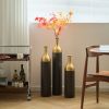 Set of 3, Tall Black and Gold Metal Vase Set in Three Different Sizes