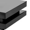 High Gloss Minimalist Design Black Square Coffee Table with 2 Tiers and Built-In LED Lights