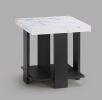 Gray 3-Piece Cocktail Set White Faux Marble Table Top Coffee Table and Two Matching End Tables