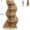 Corner Fitted Bookshelf Display Rack with Curved Wavy Design and 5 Open Shelves