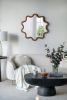 31" x 30" Wooden Accent Mirror with Unique Wavy Frame