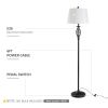 3-Piece Lamp Set, 1 Floor Lamp & 2 Table Lamps with Candle Stick Metal Pole Design, On/Off Foot Switch and 3 White Lamp Shades