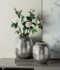 10.5” x 10.5” x 13" Aluminum Vase with Polished Silver Streak Metallic Finish and Oval Silhouette