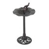 Outdoor Iron & Aluminum Top Bird Bath with Bird & Bowl Display and Intricate Detailed Design