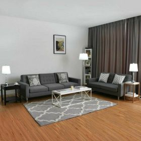 Set of 3 Chrome Finish Lamps,1 Floor Lamp and 2 Table Lamps with Glass Crystal Ball Design