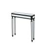 48” Vintage Black Mirror Console Table with Wood Grain Carving