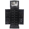 Jewelry Armoire with Mirror, 7 Drawers, 24 Necklace Hooks and 2 Side Swing Doors