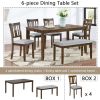 6 Piece Kitchen Dining Set with 1 Wooden Rectangular Table, 4 Upholstered Chairs & Matching Upholstered Bench