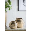 11” x 11” x 9" Aluminum Chisel Flower Vase with Gold Metallic Finish