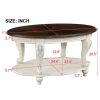 3 Piece Coffee Table Set with Antique Design, Floral Carvings, Chip Distressed Look and Two Tone Finish