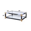 Lafty Clear Tempered Glass and White Brushed Finish Coffee Table
