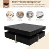 ON-TREND Modern High Gloss Black Coffee Table with 4 Drawers