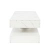 16.93” LED White Modern Coffee Table with Remote Control, 2 Tiers, 1 Top Storage Drawer and Pedestal Base